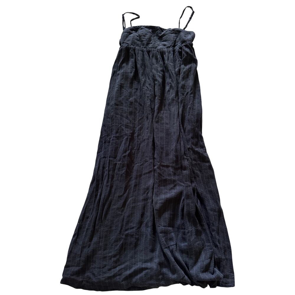 New! American Eagle XS Petite Dark Gray Maxi Sun Dress Empire Waist Tie Back